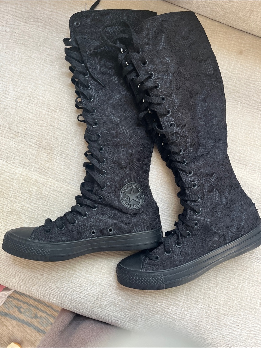 Converse Black Lace-Up Knee-High Lace Sneakers